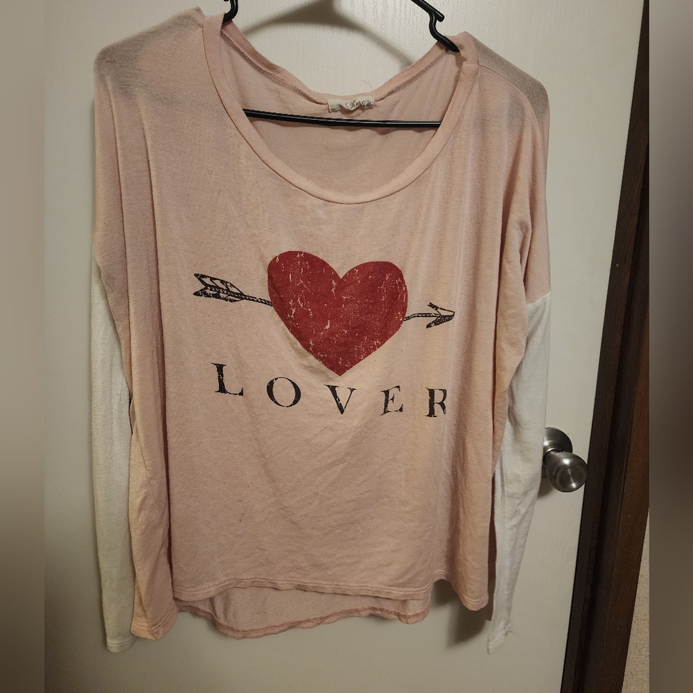 KMC USA Pink with Hearts Oversized Tee Size Lg - Picture 7 of 7